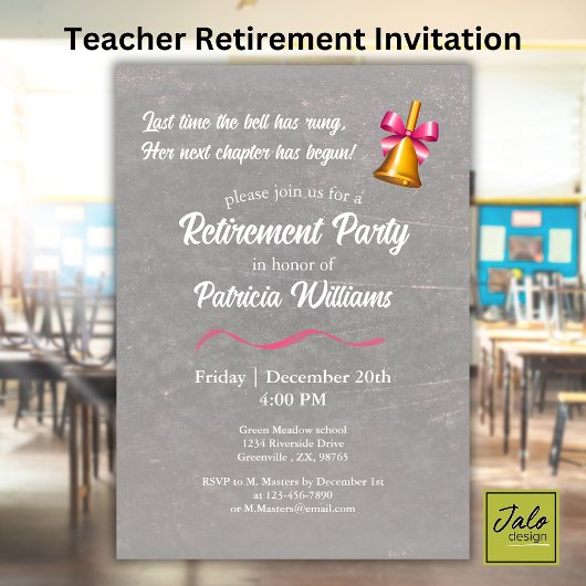 Invitation Cadeau de départ à la retraite pour l'enseignant, 