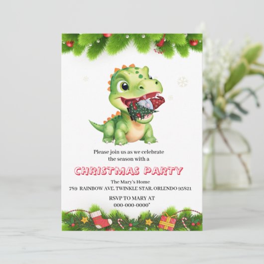Invitation Cadeau de fête d'arbre de Noël de Gnome mangeant u (Debout devant)