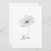 Invitation Cadeau de fleur de naissance Cosmos d'octobre pers (Devant / Derrière)