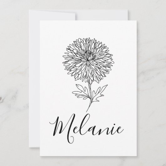 Invitation Cadeau de fleur de naissance d'aster personnalisé (Devant)