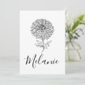 Invitation Cadeau de fleur de naissance d'aster personnalisé (Debout devant)