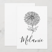 Invitation Cadeau de fleur de naissance d'aster personnalisé (Devant / Derrière)