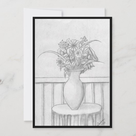 Invitation Cadeau de fleurs - Noir (Devant)