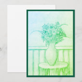 Invitation Cadeau de fleurs - Vert (Devant / Derrière)