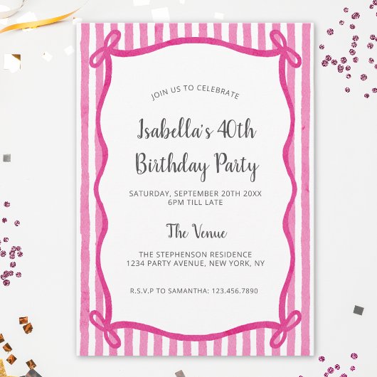 Invitation Cadeau de gribouillis rose moderne Anniversaire