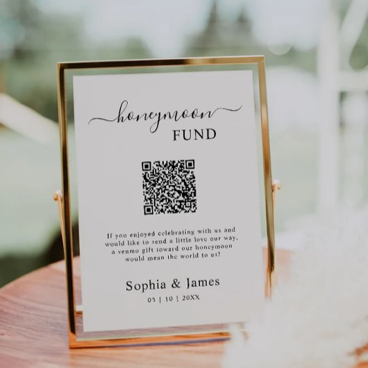 Invitation Cadeau de Lune de Miel Code QR Imprimable, Mariage