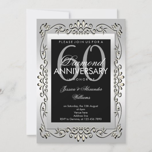 Invitation Cadeau de Mariage élégant et Décoratif pour les 60 (Devant)