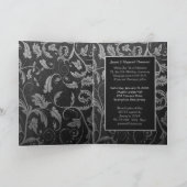 Invitation Cadeau de mariage noir et argent Damask 25ème anni (Intérieur)