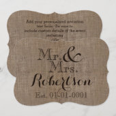 Invitation Cadeau de mariage rustique personnalisé avec aspec (Devant / Derrière)