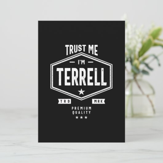 Invitation Cadeau de naissance avec nom personnalisé Terrell (Debout devant)