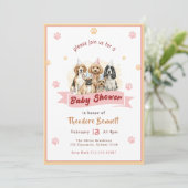 Invitation Cadeau de Naissance Chiot Aquarelle Mignon (Debout devant)