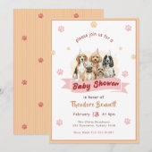 Invitation Cadeau de Naissance Chiot Aquarelle Mignon (Devant / Derrière)