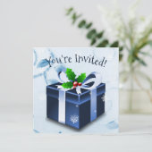 Invitation cadeau de Noël bleu (Debout devant)