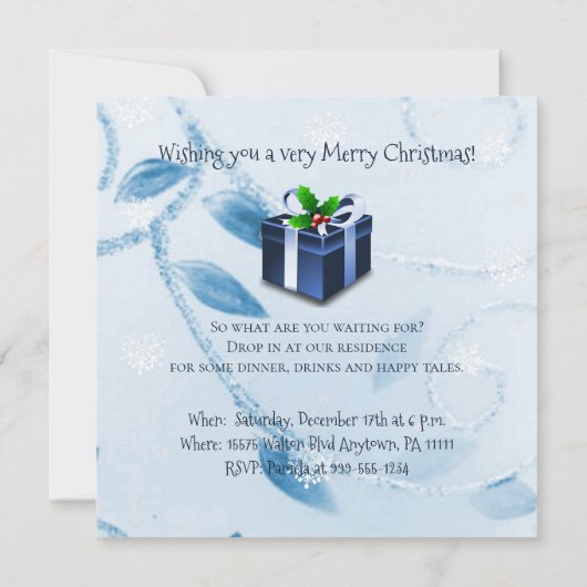 Invitation cadeau de Noël bleu (Dos)