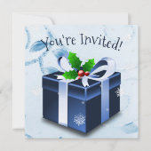 Invitation cadeau de Noël bleu (Devant)