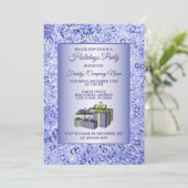 Invitation Cadeau de Noël Bleu brillant Cristal étincelant Va (Debout devant)