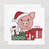 Invitation Cadeau de Noël de cochon Animaux d'hiver Porcs (Devant / Derrière)