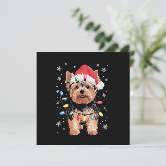Invitation Cadeau de Noël de Yorkie Chien de Noël Long (Debout devant)