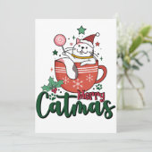 Invitation Cadeau de Noël Merry Cute Catmas (Debout devant)