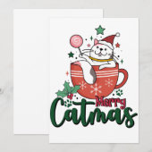 Invitation Cadeau de Noël Merry Cute Catmas (Devant / Derrière)