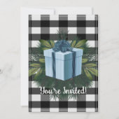 Invitation Cadeau de Noël Plaid Buffalo | Blue Holiday Party (Devant)