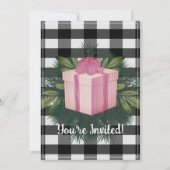 Invitation Cadeau de Noël Plaid Buffalo | Pink Holiday Party (Devant)