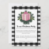 Invitation Cadeau de Noël Plaid Buffalo | Pink Holiday Party (Dos)