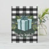 Invitation Cadeau de Noël Plaid Buffalo | TURQUOISE (Debout devant)