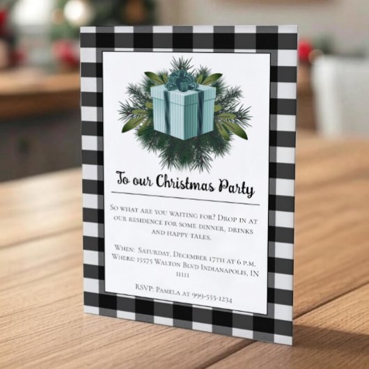 Invitation Cadeau de Noël Plaid Buffalo | TURQUOISE