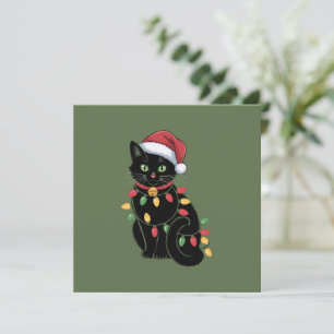 Invitation Cadeau de Noël pour amoureux de chat noir Kitten C