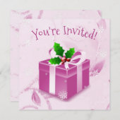 Invitation cadeau de Noël rose (Devant / Derrière)