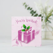 Invitation cadeau de Noël rose (Debout devant)