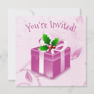Invitation cadeau de Noël rose
