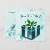 Invitation cadeau de Noël turquoise (Devant / Derrière)