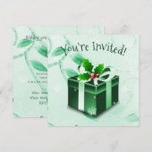 Invitation cadeau de Noël vert (Devant / Derrière)