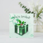 Invitation cadeau de Noël vert (Debout devant)