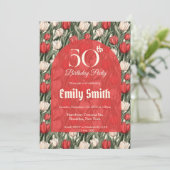 Invitation Cadeau de premier anniversaire Fantaisie Tulipe Te (Debout devant)