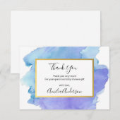 Invitation Cadeau de remerciement à l'aquarelle bleu blanc po (Devant / Derrière)