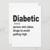 Invitation Cadeau de sensibilisation Définition Diabétique de (Devant / Derrière)