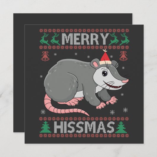 Invitation Cadeau de souris opossum de Noël drôle et laid, Jo (Devant / Derrière)