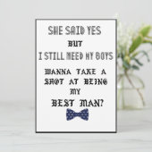 Invitation Cadeau de témoin ou de garçon d'honneur pour un ma (Debout devant)