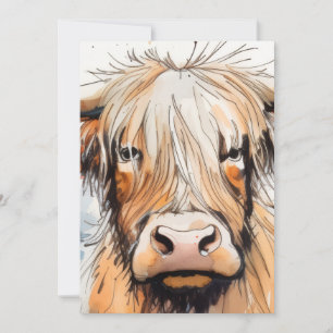Invitation Cadeau de vache, vache des Highlands