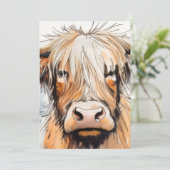 Invitation Cadeau de vache, vache des Highlands  (Debout devant)
