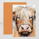 Invitation Cadeau de vache, vache des Highlands  (Devant / Derrière)