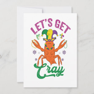 Invitation Cadeau drôle de Mardi Gras soyons fous écrevisses 