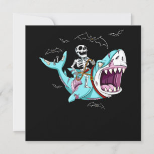 Invitation Cadeau drôle d'Halloween Requin Zombie Chevalier S