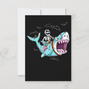 Invitation Cadeau drôle d'Halloween Requin Zombie chevauchant