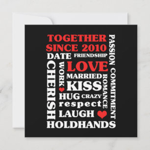 Invitation Cadeau du 10e anniversaire ensemble depuis 2010