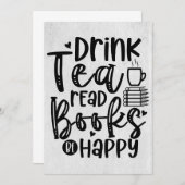 Invitation Cadeau lecteur Boire du thé Lire des livres Être h (Devant / Derrière)