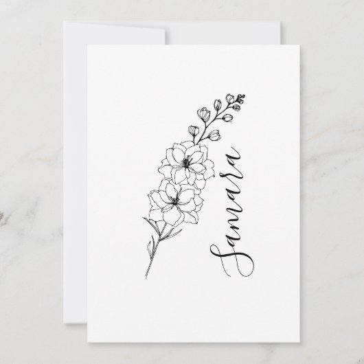 Invitation Cadeau personnalisé de fleur de naissance de Delph (Devant)